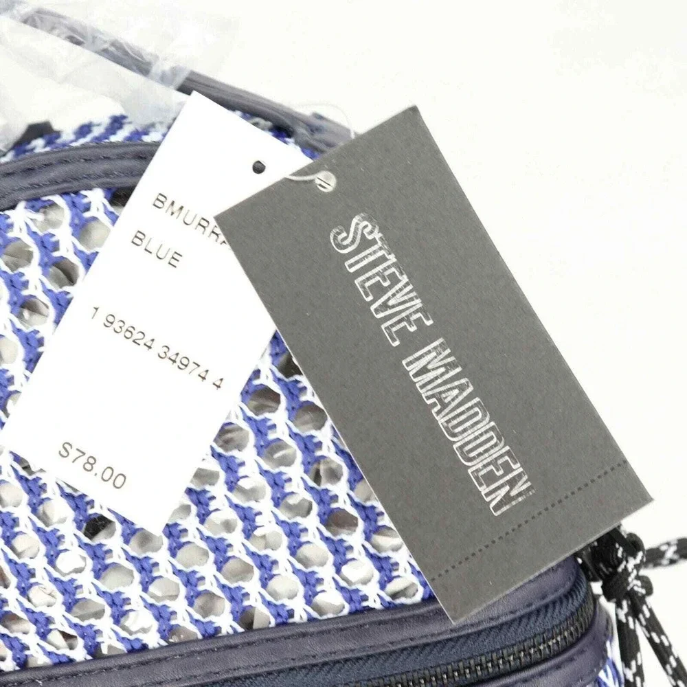 Steve Madden Bmurray Convertible Backpack Womens Blue White Mesh Sporty Modern